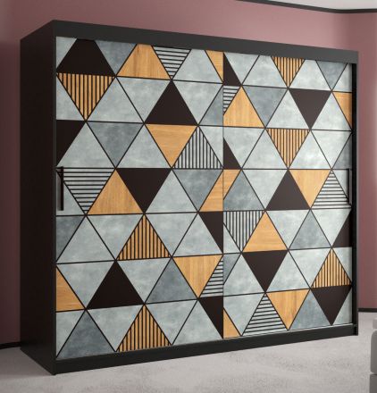 Kledingkast met designmotief Strahlhorn 11, kleur: mat zwart - afmetingen: 200 x 200 x 62 cm (H x B x D), met voldoende opbergruimte