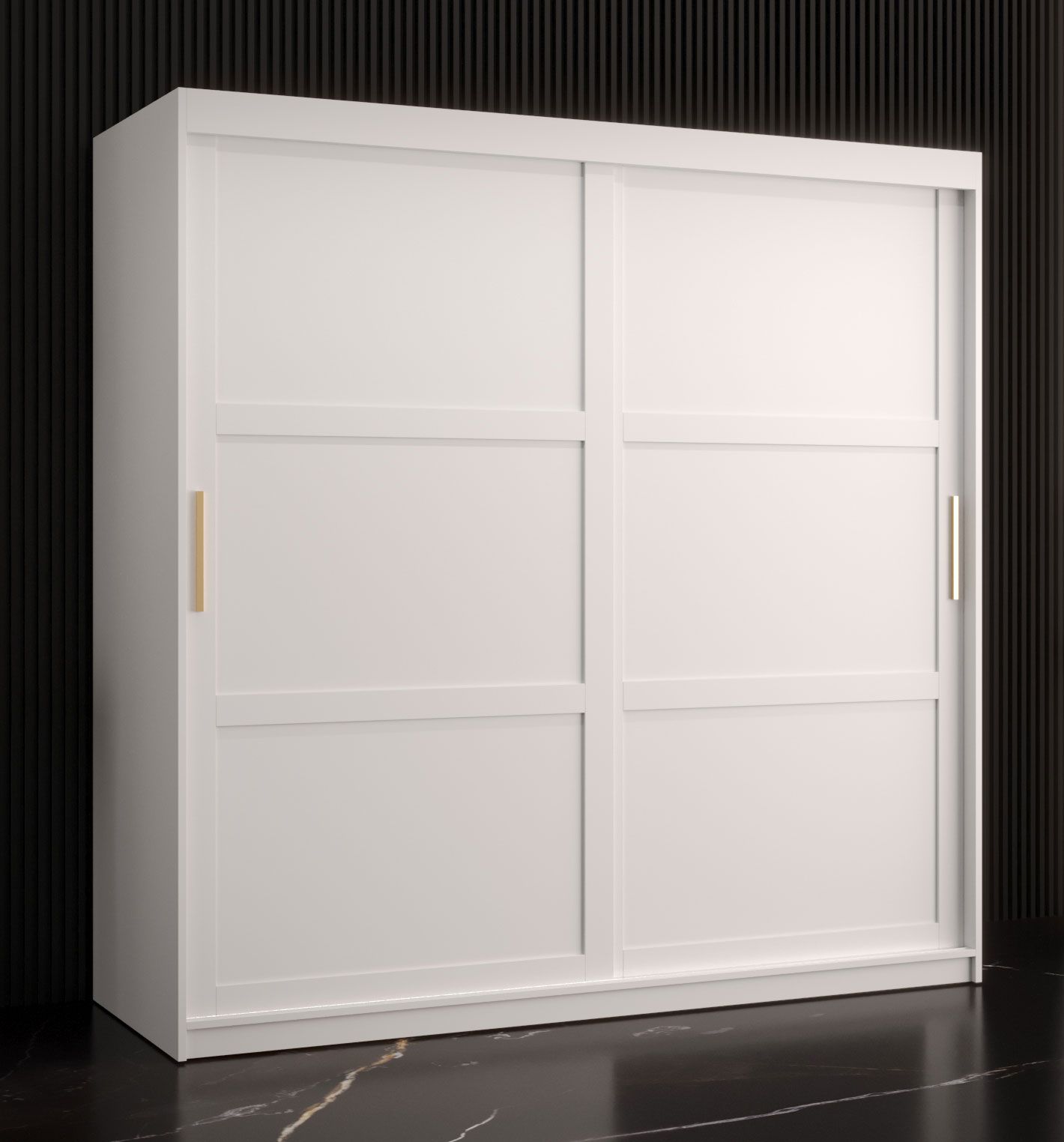 elegante kledingkast Liskamm 13, kleur: mat wit - afmetingen: 200 x 180 x 62 cm (H x B x D), met 10 vakken en twee kledingroedes