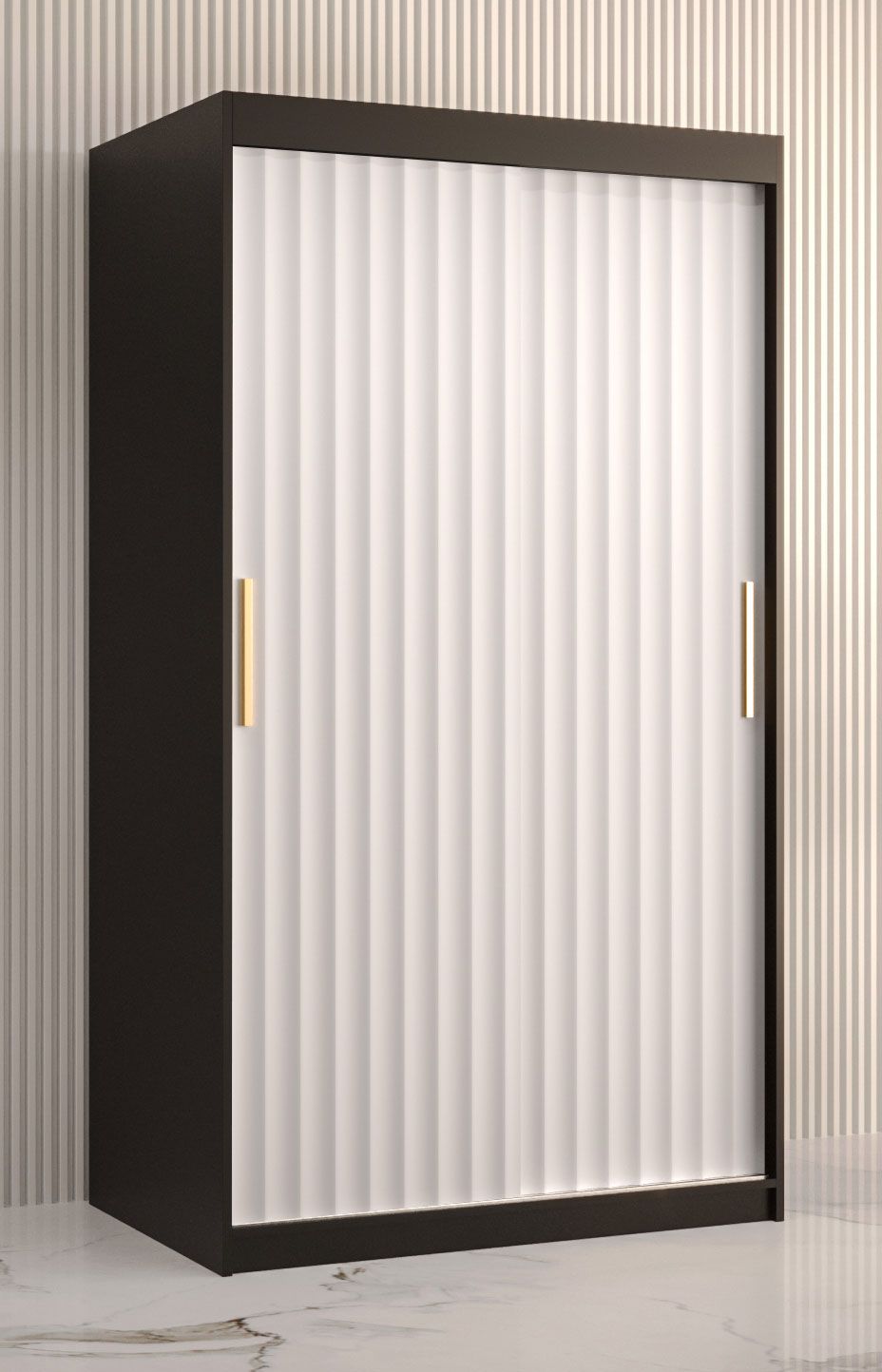 Kledingkast met vijf vakken Balmenhorn 51, kleur: mat zwart / mat wit - afmetingen: 200 x 100 x 62 cm (H x B x D), met voldoende opbergruimte