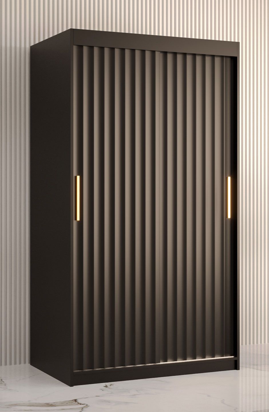Kledingkast met stijlvol Balmenhorn 52-design, kleur: mat zwart - afmetingen: 200 x 100 x 62 cm (H x B x D), met vijf vakken