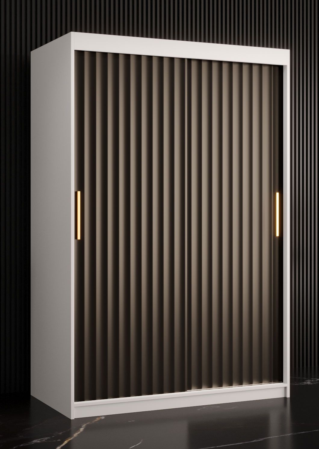 bijzondere kledingkast Balmenhorn 54, kleur: mat wit / mat zwart - afmetingen: 200 x 120 x 62 cm (H x B x D), met vijf vakken en twee kledingstangen