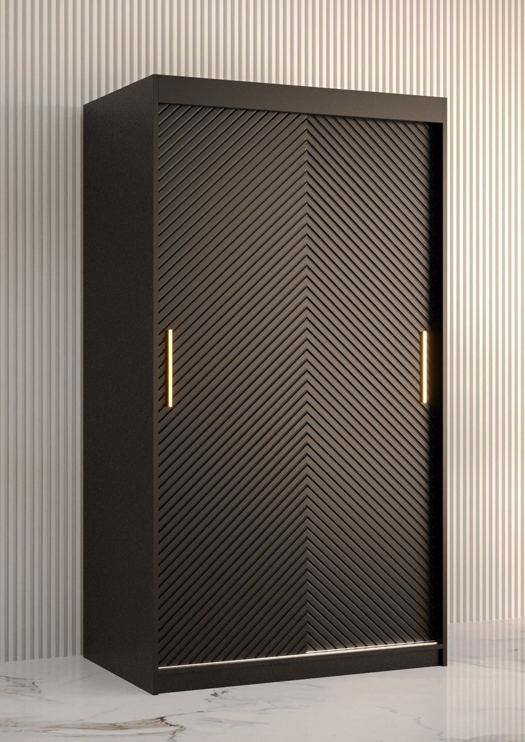 Eenvoudige kledingkast met voldoende opbergruimte Balmenhorn 04, kleur: mat zwart - afmetingen: 200 x 100 x 62 cm (H x B x D), met vijf vakken en twee kledingroedes