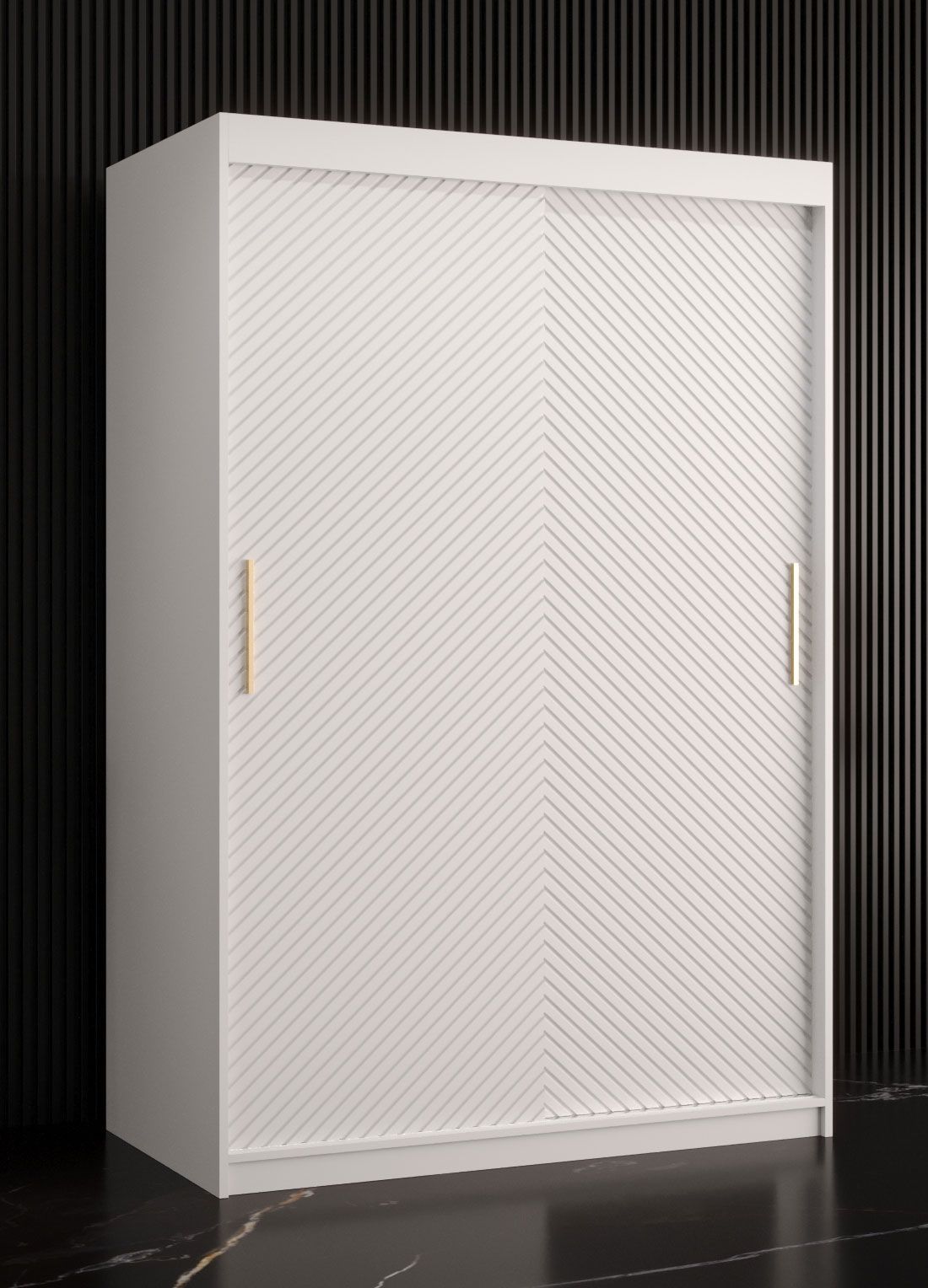 elegante kledingkast met strak design Balmenhorn 05, kleur: mat wit - afmetingen: 200 x 120 x 62 cm (H x B x D), met vijf vakken en twee kledingroedes