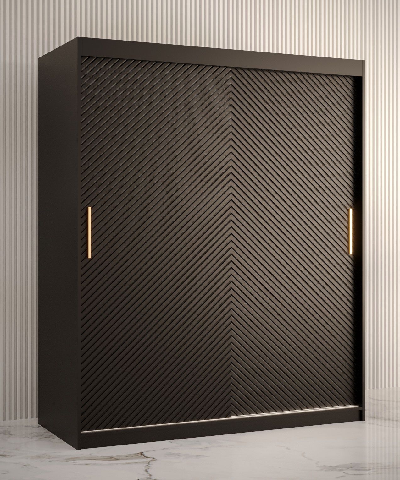 Kledingkast met vijf vakken Balmenhorn 12, kleur: mat zwart - afmetingen: 200 x 150 x 62 cm (H x B x D), met voldoende opbergruimte