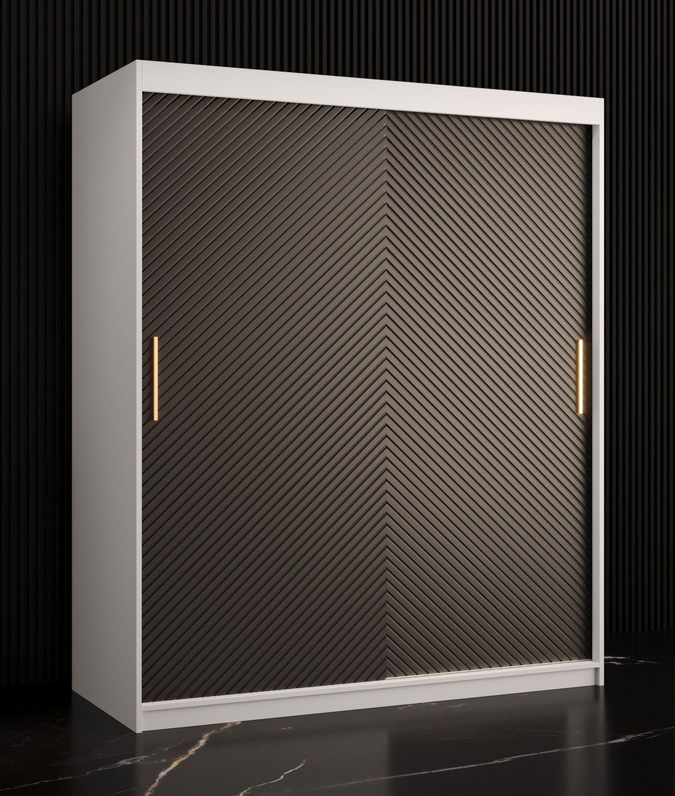 Eenvoudige kledingkast met voldoende opbergruimte Balmenhorn 10, kleur: mat wit / mat zwart - afmetingen: 200 x 150 x 62 cm (H x B x D)