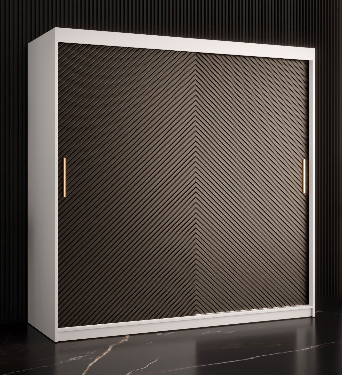 elegante kledingkast met 10 vakken Balmenhorn 14, kleur: mat wit / mat zwart - afmetingen: 200 x 180 x 62 cm (H x B x D), met voldoende opbergruimte.