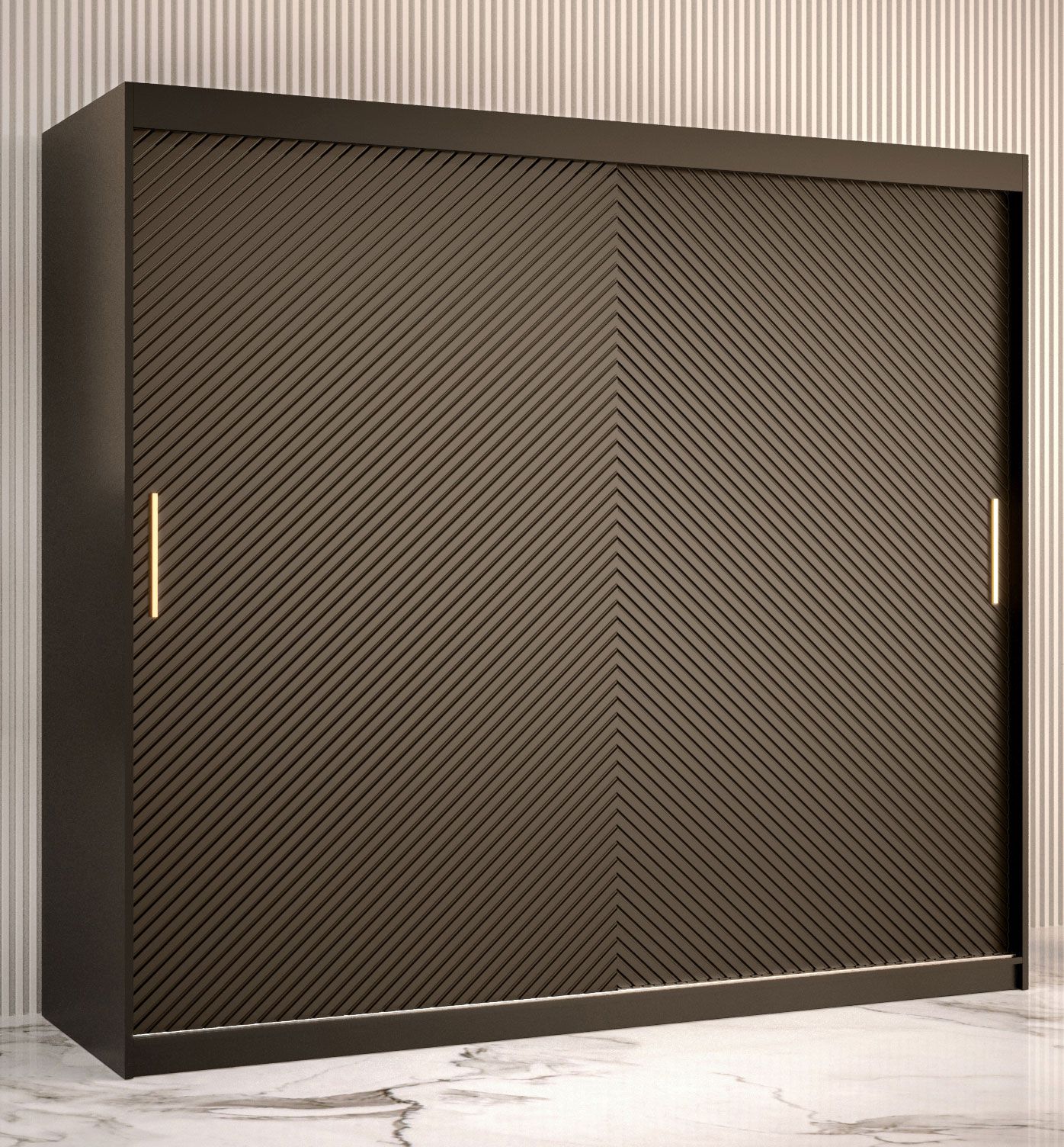 elegante kledingkast met strak design Balmenhorn 20, kleur: mat zwart - afmetingen: 200 x 200 x 62 cm (H x B x D), met 10 vakken en twee kledingroedes