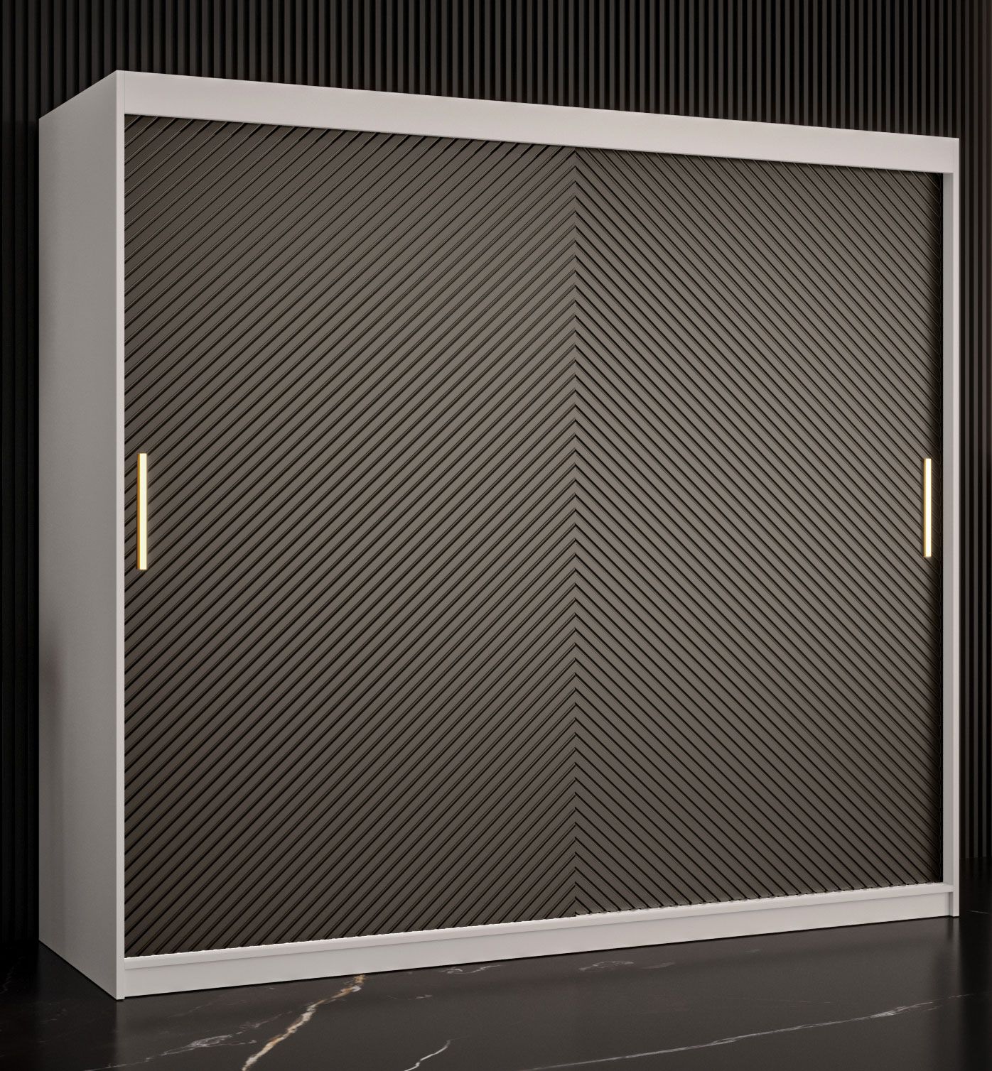 Kledingkast met veel opbergruimte Balmenhorn 18, kleur: mat wit / mat zwart - afmetingen: 200 x 200 x 62 cm (H x B x D), met 10 vakken en twee kledingstangen