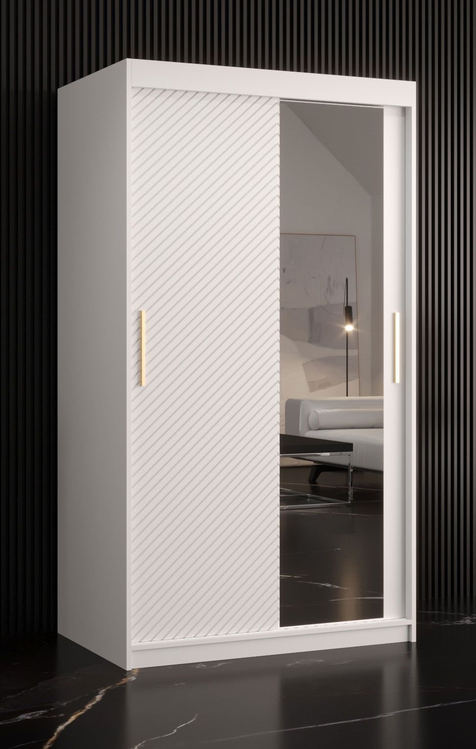 Kledingkast in eenvoudige stijl Balmenhorn 25, kleur: mat wit - afmetingen: 200 x 100 x 62 cm (H x B x D), met één deur met spiegel