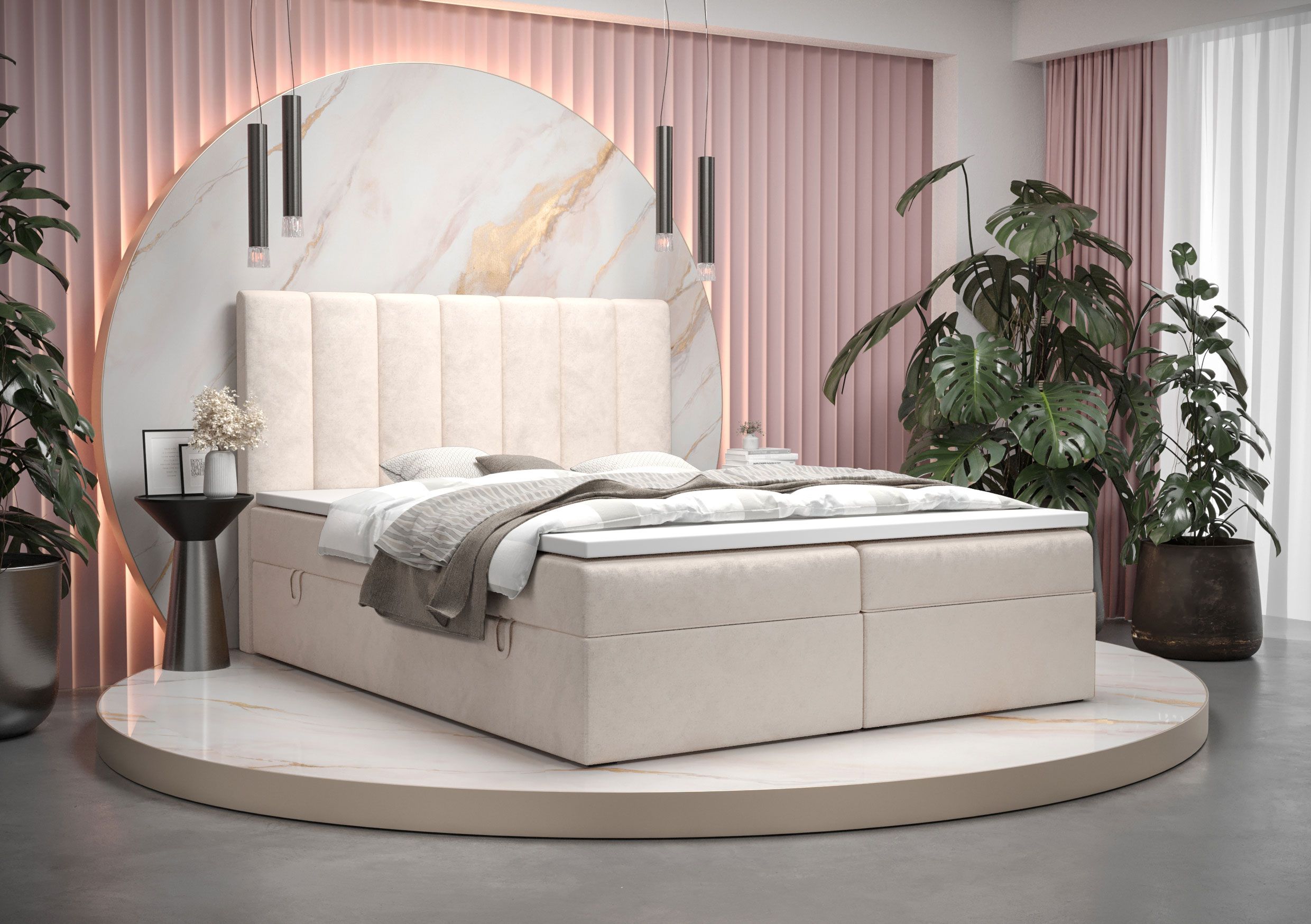 Modern eenpersoonsbed met opbergruimte Pirin 01, kleur: beige - ligoppervlak: 140 x 200 cm (b x l)