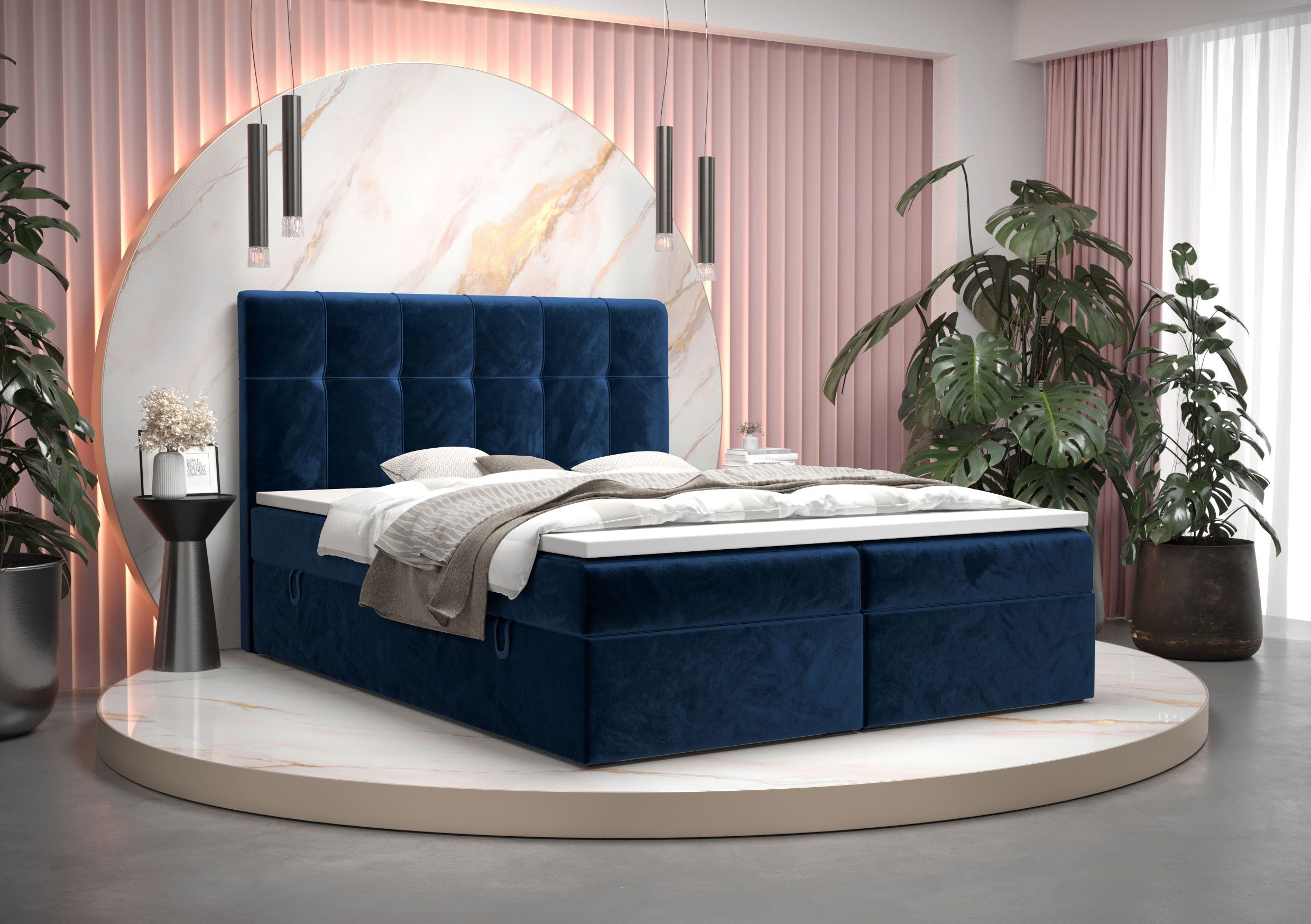 Elegant eenpersoonsbed met opbergruimte Pirin 79, kleur: blauw - ligoppervlak: 140 x 200 cm (b x l)