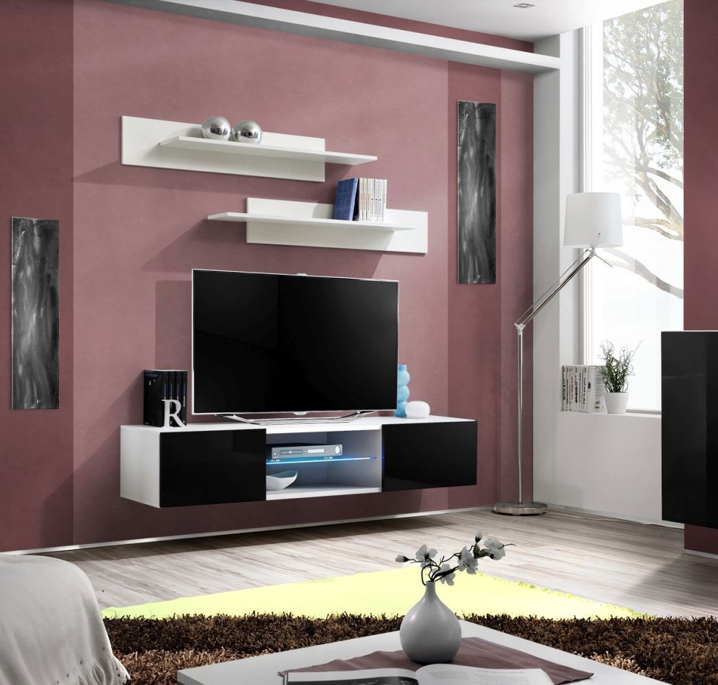 TV-meubel wit, wandgemonteerd Raudberg 05, kleur: wit - Afmetingen: 30 x 160 x 40 cm (H x B x D), met