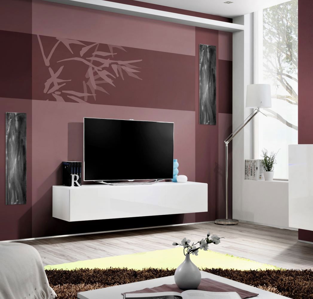 Modern TV lowboard Raudberg 02, kleur: wit - Afmetingen: 30 x 160 x 40 cm (H x B x D), met drie vakken