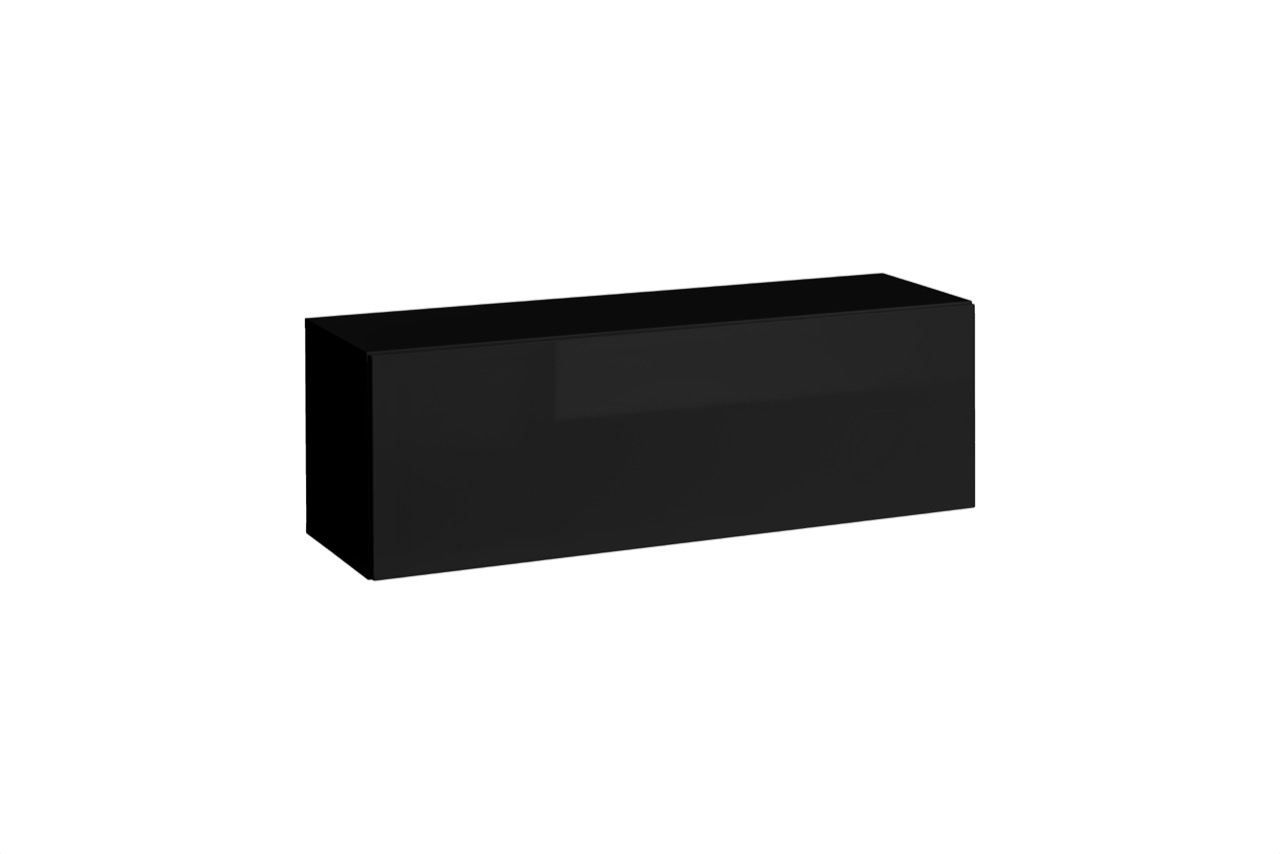 Modern wandmeubel Trengereid 11, kleur: zwart - Afmetingen: 35 x 105 x 32 cm (H x B x D), met twee vakken