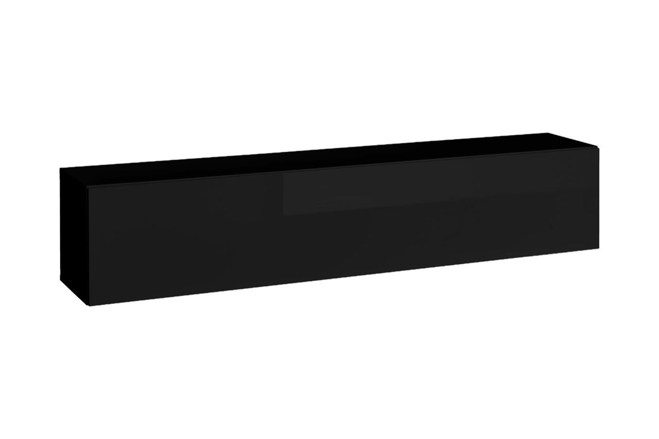 Trengereid 15 wandmeubel, kleur: zwart - Afmetingen: 35 x 175 x 32 cm (H x B x D), met drie vakken