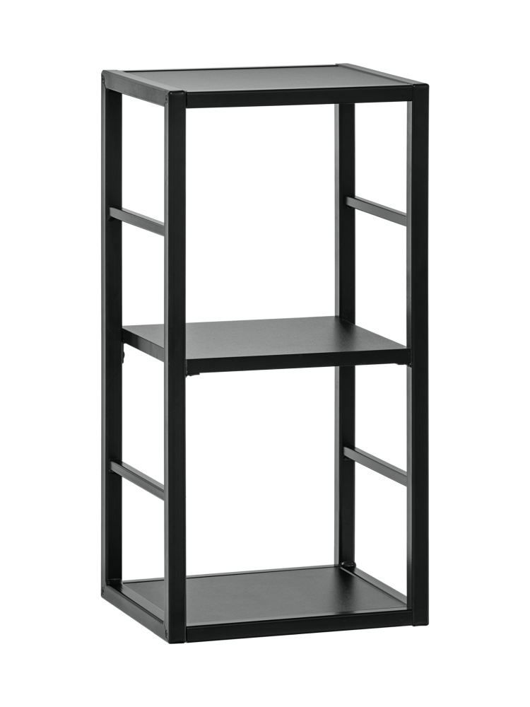 Metalen boekenkast Nodeland 04, kleur: zwart - Afmetingen: 60 x 30 x 25 cm (H x B x D), met twee legplanken