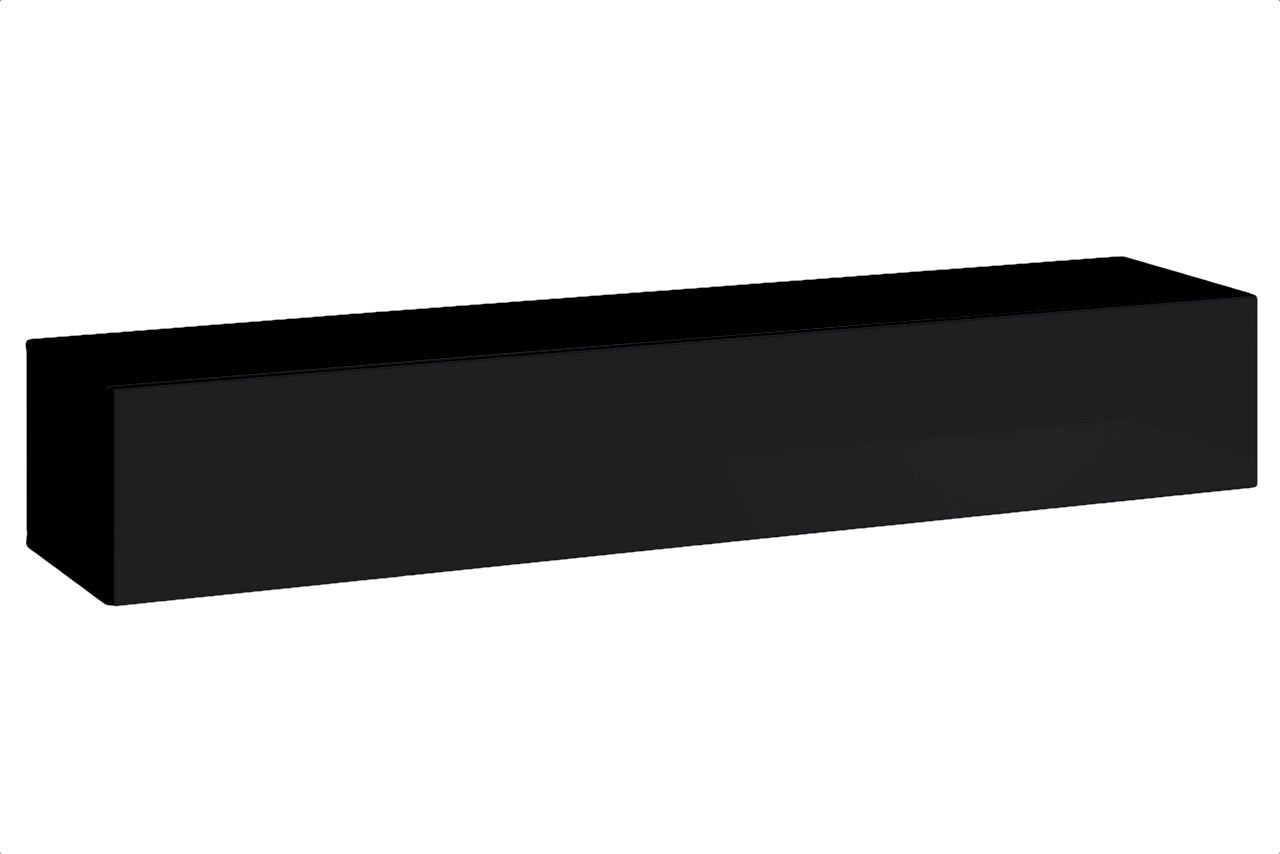 moderne woonwand Kongsvinger 23, kleur: Wotan eiken / hoogglans zwart - afmetingen: 160 x 330 x 40 cm (H x B x D), met vier deuren