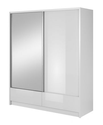 Spiegelkast met veel opbergruimte Anfield 03, kleur: hoogglans wit - afmetingen: 214 x 184 x 62 cm (H x B x D), met twee lades en zes vakken