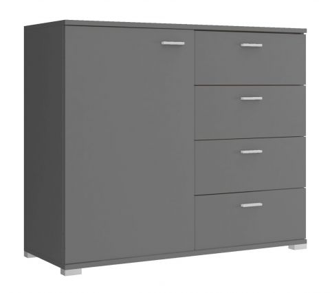 Ladekast /dressoir /sideboard kast met strak design Lowestoft 06, kleur: grijs - afmetingen: 85 x 100 x 40 cm (H x B x D), met vier laden
