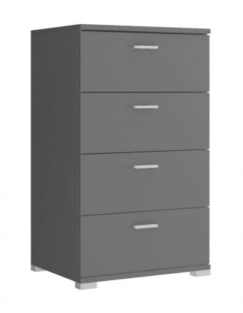 sideboard kast / ladekast met vier laden Lowestoft 09, kleur: grijs - afmetingen: 85 x 50 x 40 cm (H x B x D), in een eenvoudige stijl.