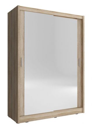 Eenvoudige kledingkast met twee spiegeldeuren Warbreck 15, kleur: sonoma eiken - afmetingen: 200 x 150 x 62 cm (H x B x D), met vijf vakken