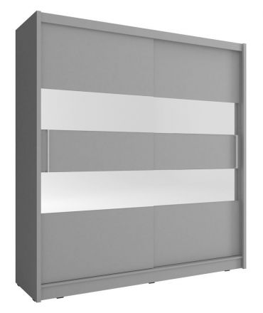 elegante schuifdeurkast met twee spiegelstroken Warbreck 40, kleur: grijs - afmetingen: 214 x 200 x 62 cm (H x B x D)