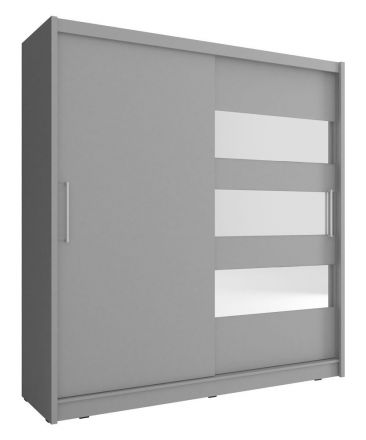 Kledingkast met modern design Warbreck 43, kleur: grijs - afmetingen: 200 x 180 x 62 cm (H x B x D), met drie spiegelstroken