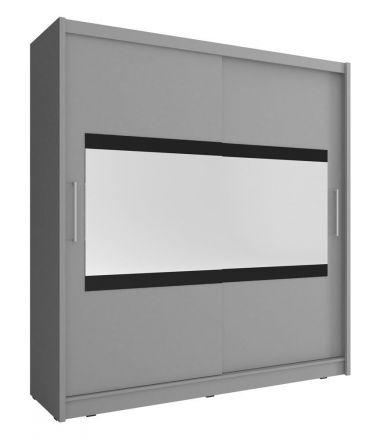 Kledingkast met spiegelstroken Warbreck 49, kleur: grijs - afmetingen: 200 x 180 x 62 cm (H x B x D), met voldoende opbergruimte