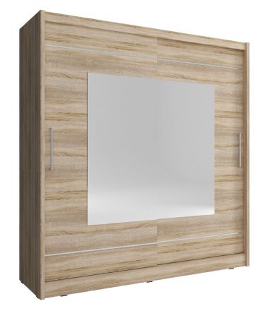 moderne schuifdeurkast met vijf vakken Warbreck 60, kleur: sonoma eiken - afmetingen: 200 x 180 x 62 cm (H x B x D), met spiegel