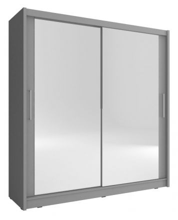 Kledingkast met twee spiegeldeuren Warbreck 55, kleur: grijs - afmetingen: 200 x 180 x 62 cm (H x B x D), met voldoende opbergruimte
