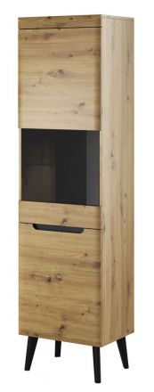 Vitrinekast met zes vakken Polmadie 10, kleur: Artisan eiken / zwart - afmetingen: 197 x 53 x 40 cm (H x B x D)