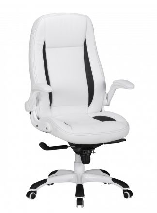 Comfortabele bureaustoel Apolo 51, kleur: wit / zwart, met verstelbare armleuningen