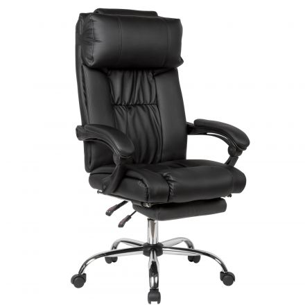 Comfortabele bureaustoel Apolo 106, kleur: zwart, met uitschuifbare voetsteun