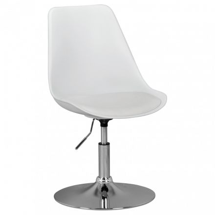 Bureaustoel met kuipzitting Apolo 129, kleur: wit / chroom, zitting met lederlook