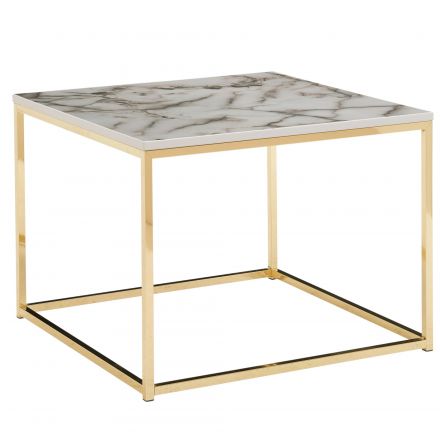 Vierkante salontafel, kleur: marmerlook / wit - Afmetingen: 60 x 60 x 45 cm (B x D x H)