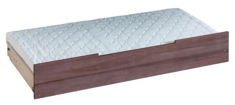 Onderschuifbed / extra slaapplaats voor tienerbed / jeugdbed Hermann 01, grenen massief kleur: wit gebleekt / bruin - 90 x 190 cm (B x L)
