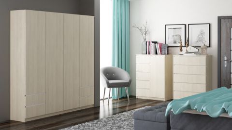 Slaapkamer - Set B Kiunga, 3-delig, kleur: beuken/wit