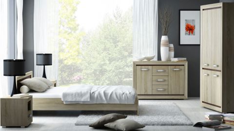 Complete slaapkamer - Set B Kundiawa, 5-delig, kleur: Sonoma eiken licht / Sonoma eiken donker