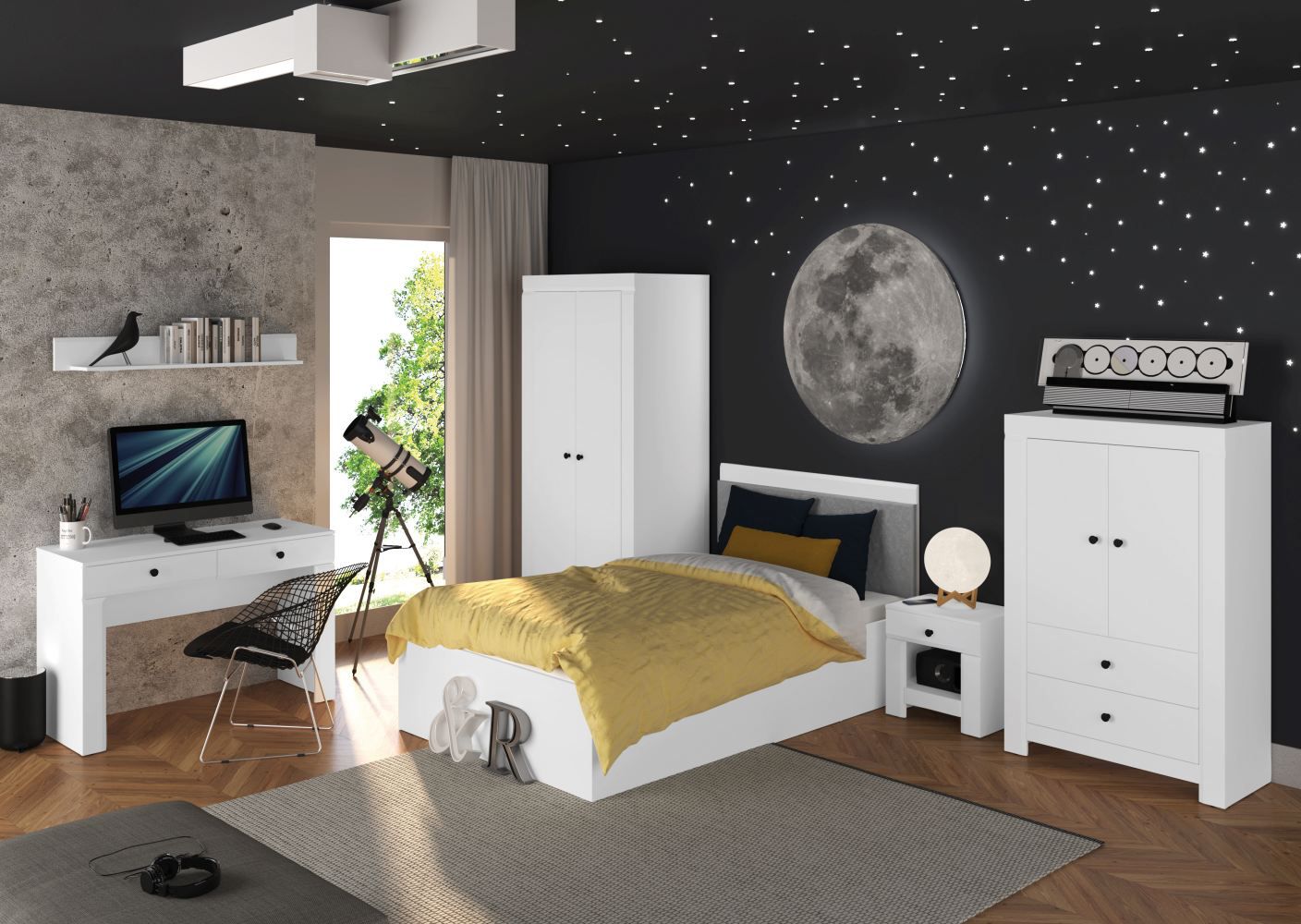 slaapkamer compleet set D Orivesi, 6-delig, kleur: wit