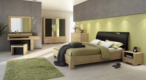 Slaapkamer compleet - Set H Lipik, 9 delig, deels massief, kleur: eiken / zwart