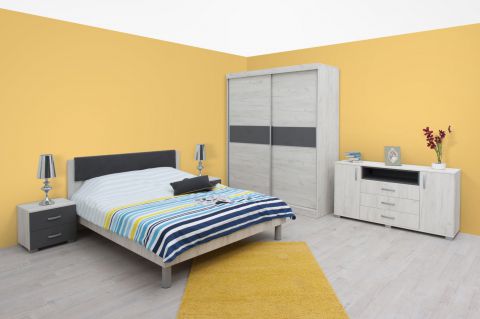 Slaapkamer compleet - Set J Bermeo, 6 delig, kleur: eiken wit / antraciet
