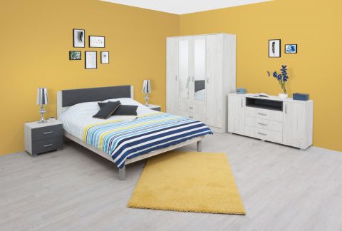 Slaapkamer compleet - Set K Bermeo, 6 delig, kleur: eiken wit / antraciet