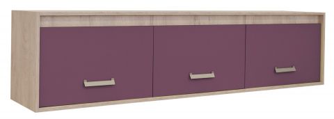 Kinderkamer -  hangkast / bed bovenbouw Koa 11, kleur: eiken / violet - afmetingen: 50 x 206 x 42 cm (H x B x D)