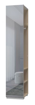 Aanbouwmodule voor draaideurkast / kledingkast met één deur met spiegel Faleasiu, kleur: Wit - Afmetingen: 224 x 45 x 56 cm (H x B x D)
