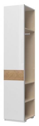 Aanbouwmodule voor draaideurkast / kledingkast Faleasiu, kleur: wit / walnoten - Afmetingen: 224 x 45 x 56 cm (H x B x D)