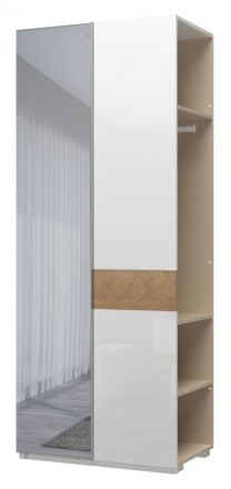 Aanbouwmodule voor draaideurkast / kast met twee deuren Faleasiu, kleur: wit / walnoten - Afmetingen: 224 x 90 x 56 cm (H x B x D)