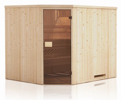 prefab elementen sauna Tirari 68 mm met dakrand - buitenafmetingen (B x D x H): 194 x 175 x 199 cm