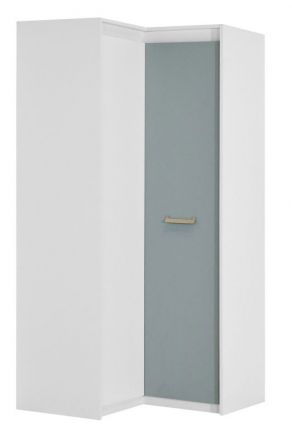 Kinderkamer - draaideurkast / hoekkledingkast Koa 04, kleur: Wit / Blauw - Afmetingen: 203 x 98 x 98 cm (H x B x D)