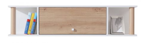 Jeugdkamer / tienerkamer - hangkast / hangelement Burdinne 12, kleur: Wit / eiken - Afmetingen: 30 x 125 x 25 cm (H x B x D)