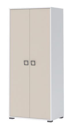 Kinderkamer - Draaideurkast / kledingkast Benjamin 12, kleur: wit / crème - Afmetingen: 198 x 84 x 56 cm (H x B x D)